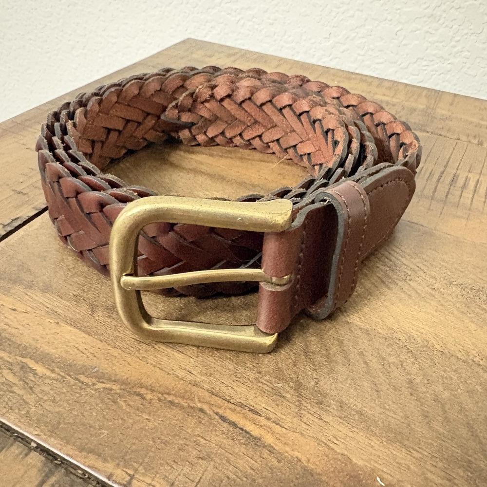 Mens Brown Genuine Braided LEATHER BELT Sz XXL Made In Guatemala